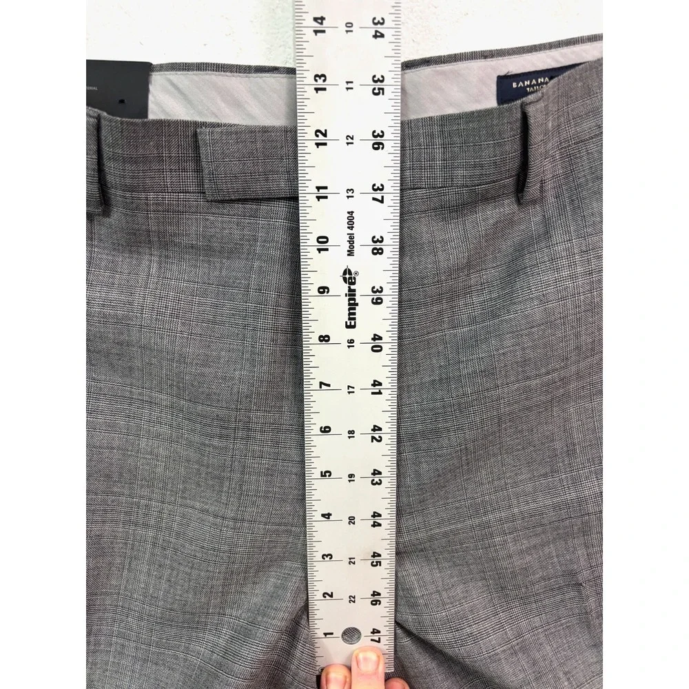 NEW Banana Republic 38x32 Gray‎ Plaid Dress Suit Pants Tailored Slim Fit Wool